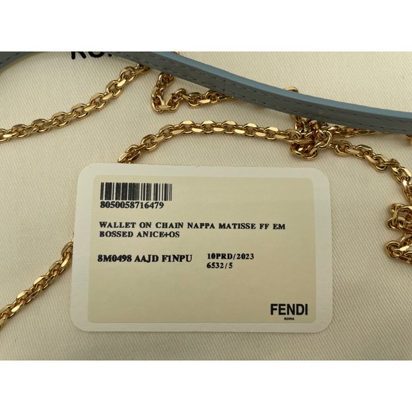 BRAND NEW FENDI LEATHER NAPPA FF BLUE BAGUETTE CHAIN BAG PURSE BOX NIB! - Picture 15 of 16